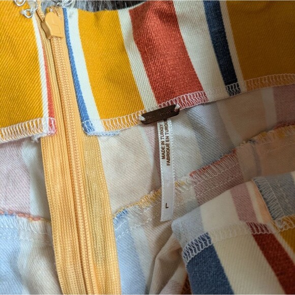 Free People Real Deal Front Spilt Flare Striped Pants L Large Bell Bottoms - Picture 5 of 7